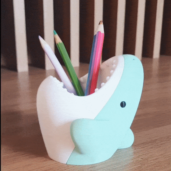 Shark pen cup cable holder-Kawaii