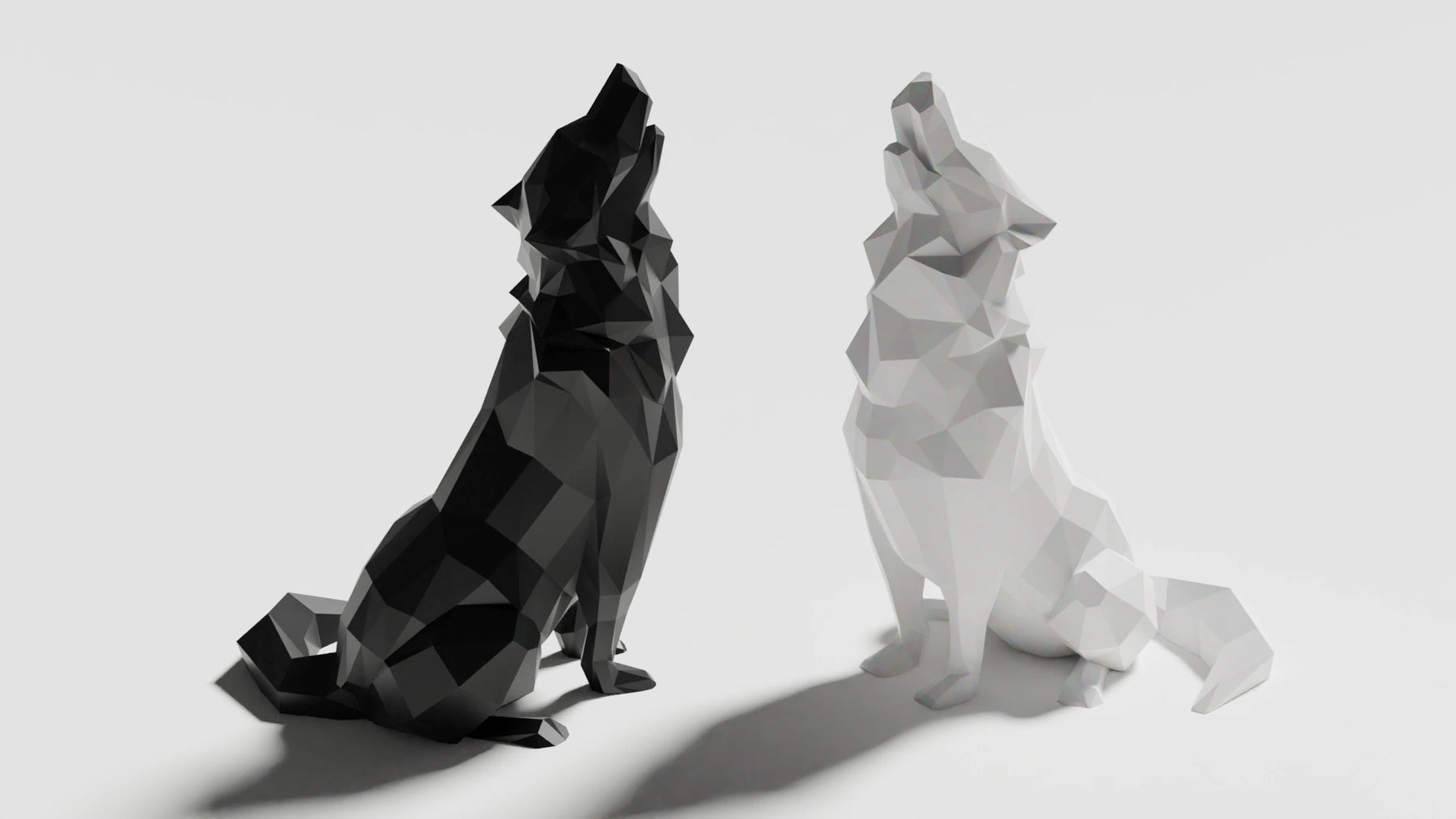 Low Poly Howling Wolf Decoration