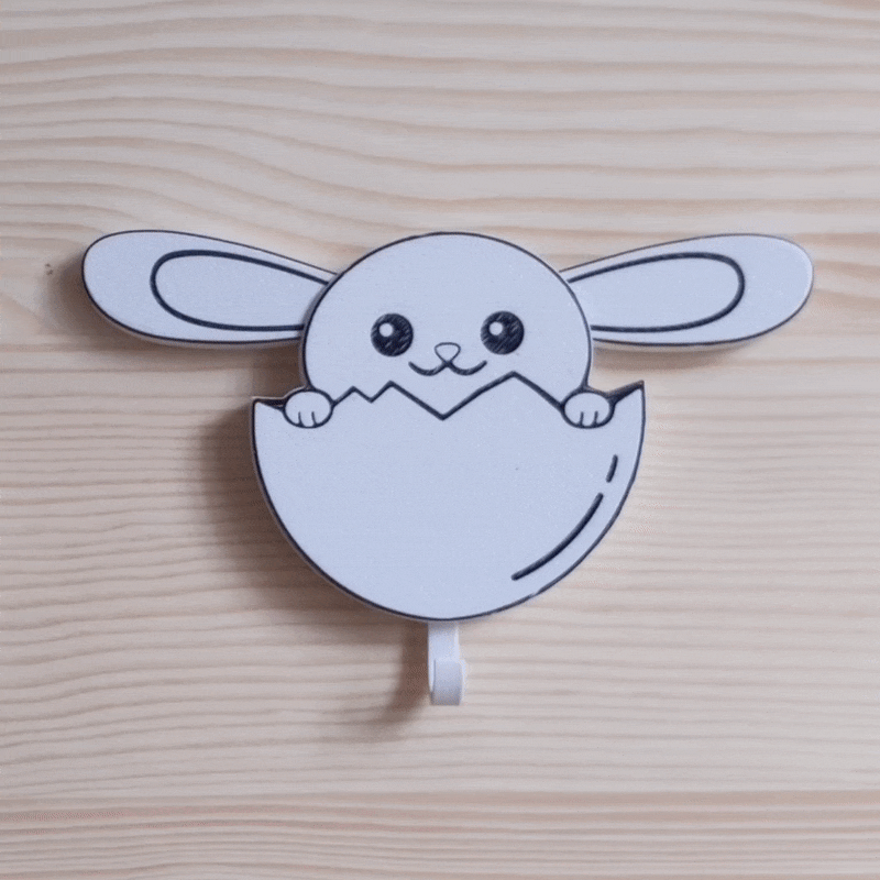 Bunny Key Holder Movable Ears Size S, Set of 2 | Towel holder  |  Key Hanger  |  Towel Hanger