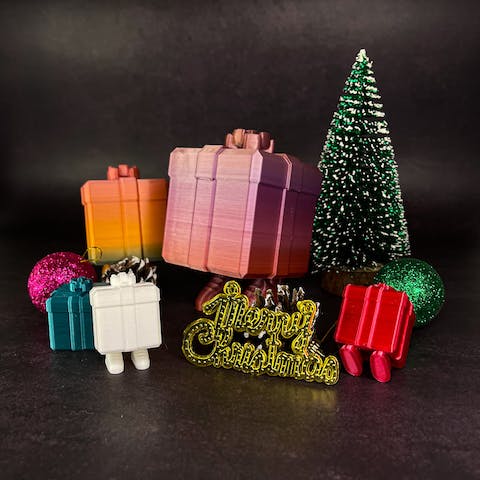 Christmas Present With Legs Keychain