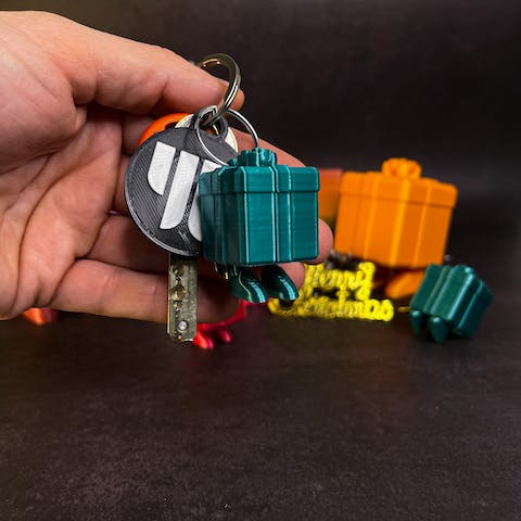 Christmas Present With Legs Keychain