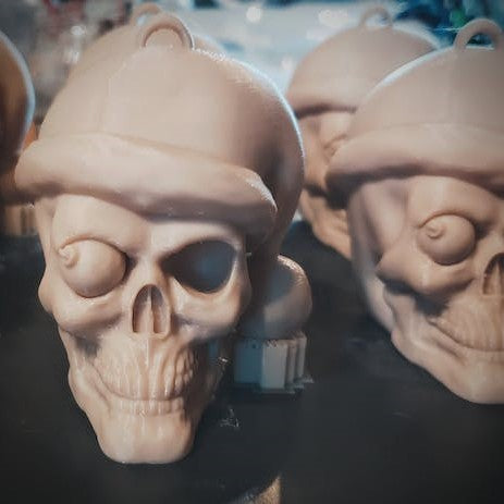Holiday Skull with Ornament Eye