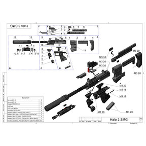 M7 SMG - Halo - DIY KIT - With Stand