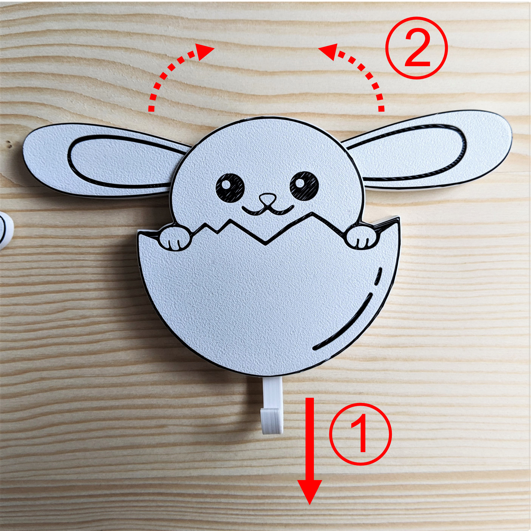 Bunny Key Holder Movable Ears Size L | Towel holder  |  Key Hanger  |  Towel Hanger