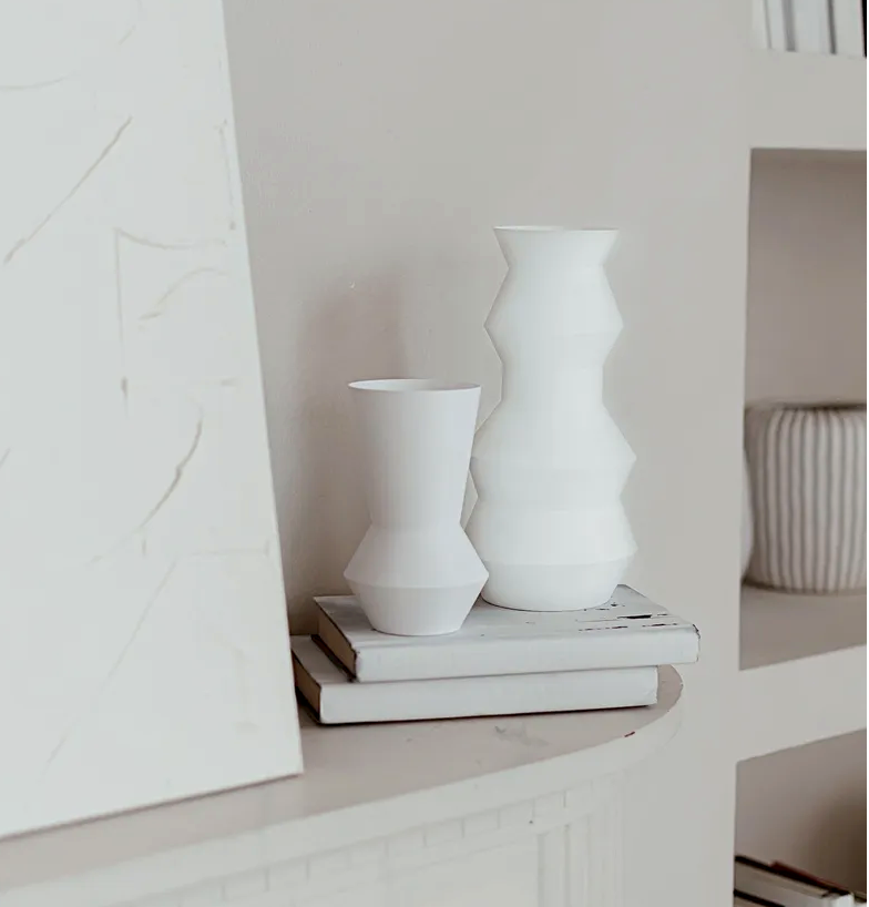 White Geometric Vase Set